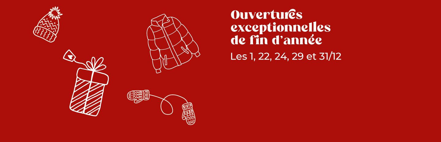 Ouvertures exceptionnelles les 1/12, 22/12, 24/12, 29/12 et 31/12 au Shopping cora La Louvière 🎄