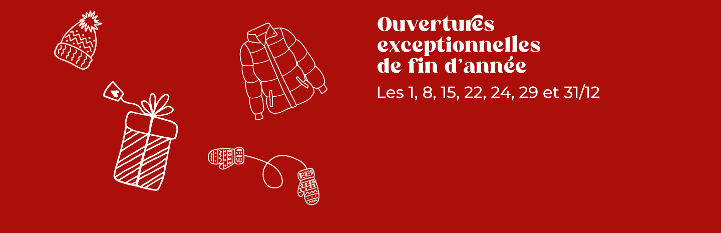 Ouvertures exceptionnelles les 01/12, 22/12, 24/12, et 31/12 au Shopping cora Hornu 🎄